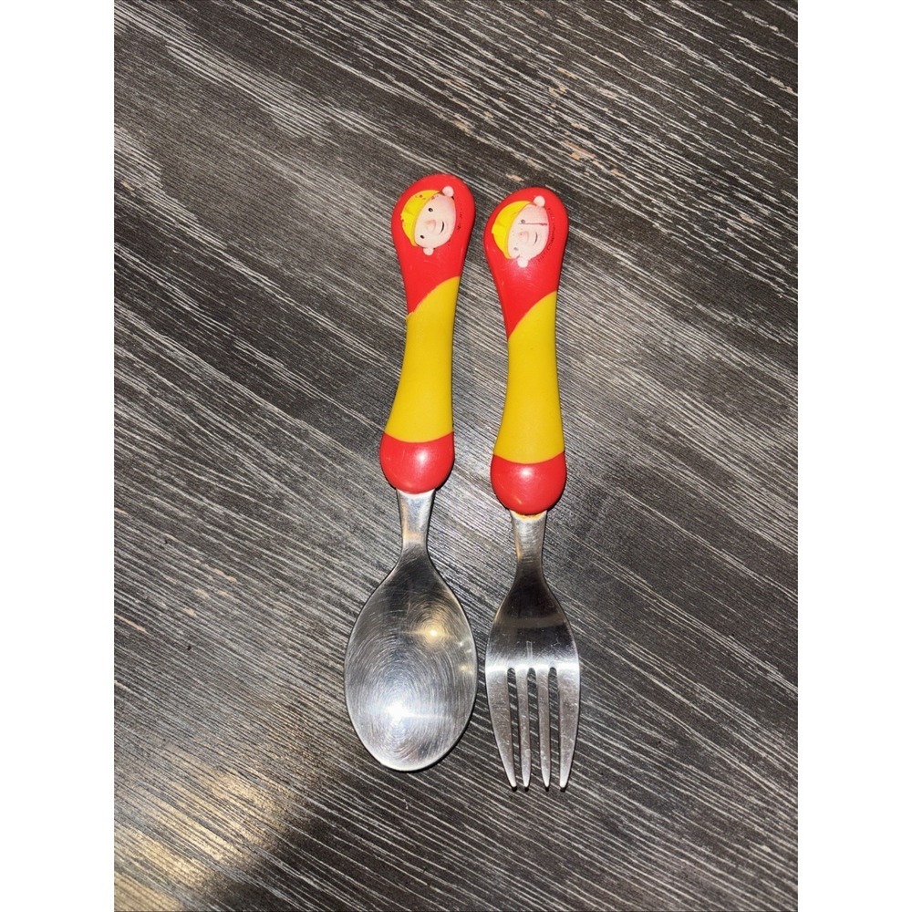 Vintage 1994 Bob The Builder Fork And Spoon Toddler Utensils